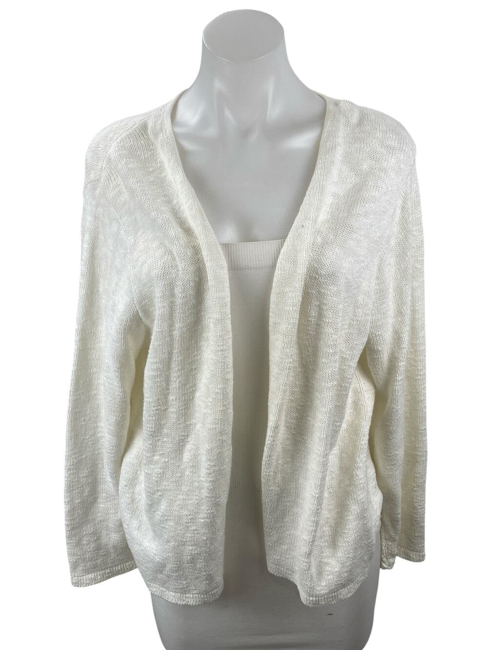 Avalin Womens White Long Sleeve Relaxed Shrug Open Front Cardigan Sweater Top OS